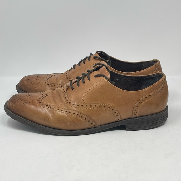 Cole Haan Ross Dustin Shoes Mens 12 M Brown Leather Wingtip Oxford Casual - Picture 4 of 14